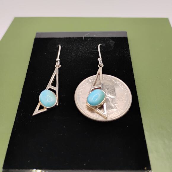 Larimar and Sterling Silver Earrings - Picture 5 of 5